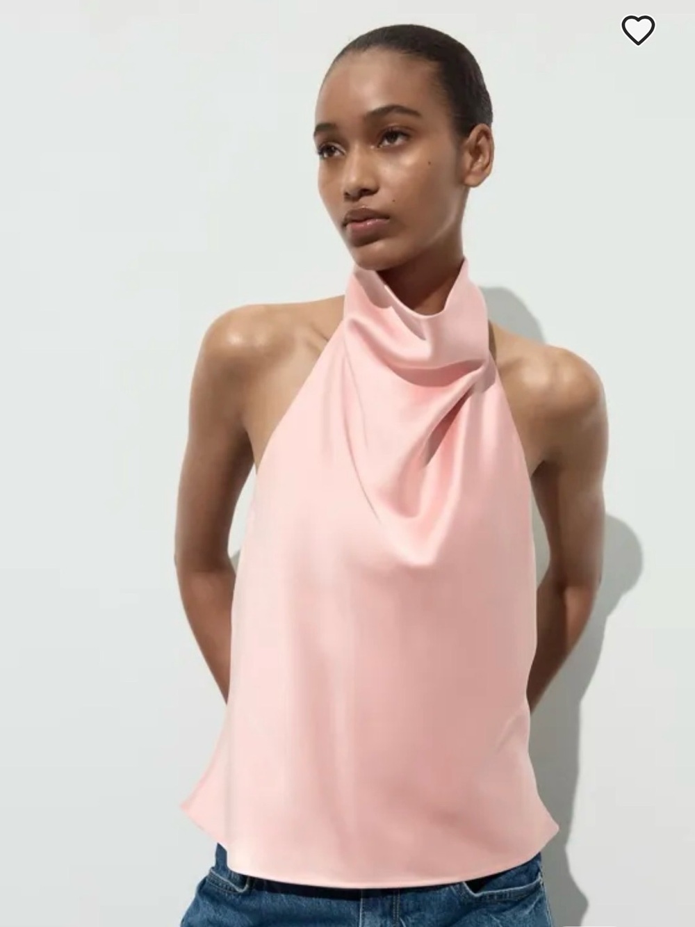 Zara Pale Pink Draped Halter Neck Blouse